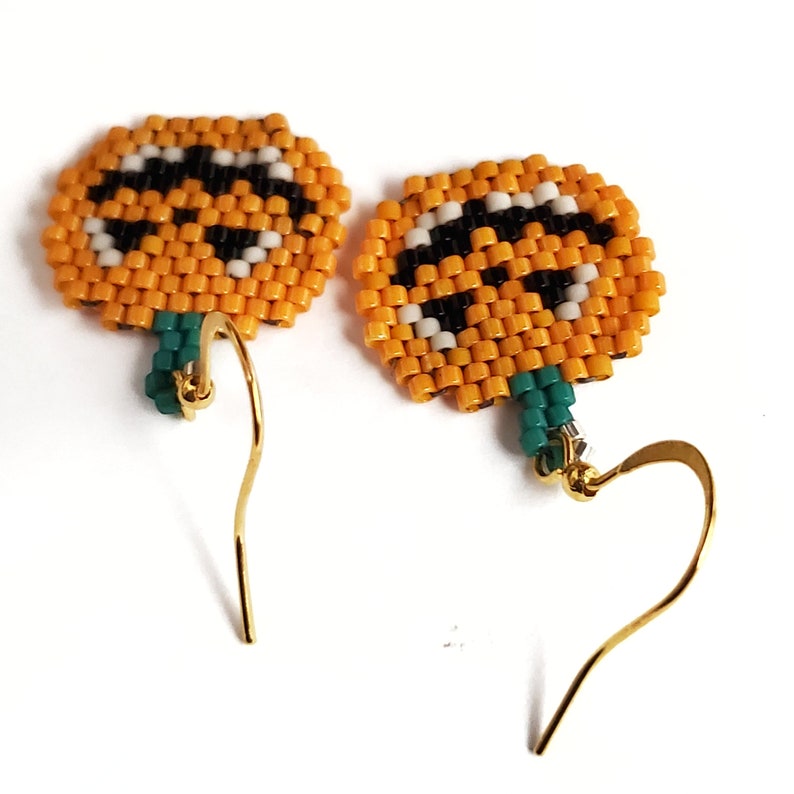 Halloween Beaded Pumpkin Dangle Earrings, Gift for Fall image 5