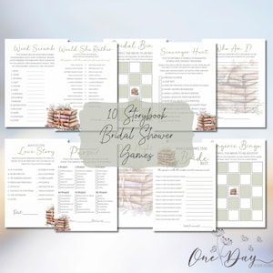 Book Themed Bridal Shower Games, Book Bridal Shower, Book Themed Games, Books Bridal Shower, Book Themed Shower Games, Digital, Printable