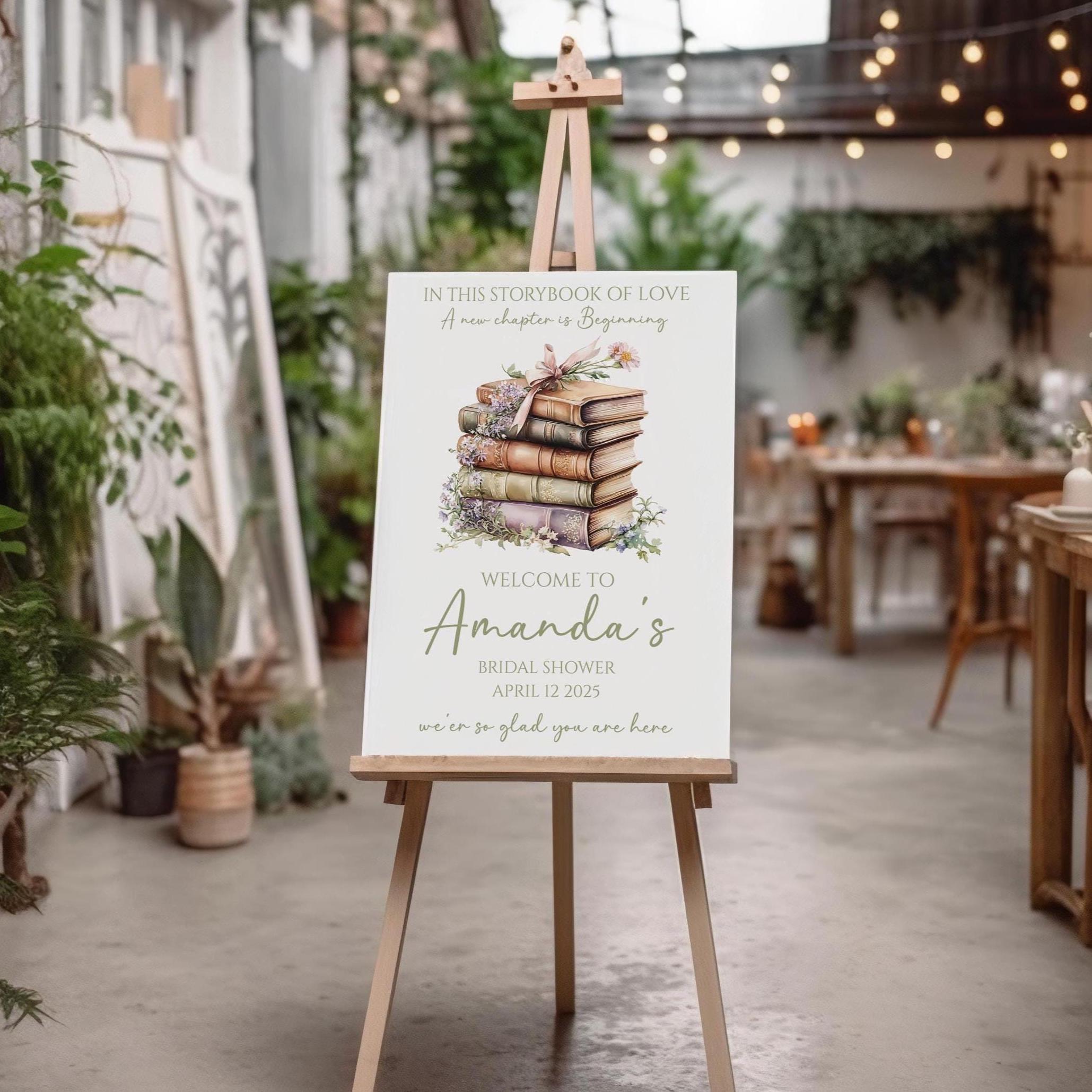 Book Bridal Shower Welcome Sign, Book Bridal Shower, Book Themed ...