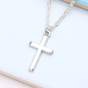 Collar con cruz: regalo para mujer, regalo de bautizo, collar de fe, joyería religiosa
