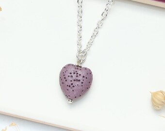 Lava Rock Heart Aromatherapy Necklace - Diffuser Necklace, Essential Oil Jewellery, Anxiety Relief, Natural Life,