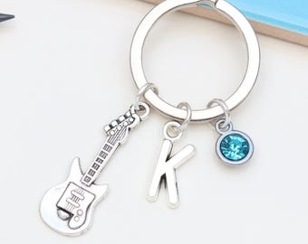 Personalised Guitar Keyring - Music Lover Gift, Music Teacher Present