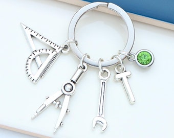 Personalised Engineer Keyring - Engineering Student, Graduation Keepsake, Teacher Appreciation, Mechanic Gift,