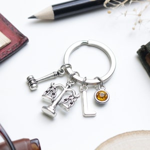 Scales of Justice Keyring, Personalised gift - Solicitor keyring. Lawyer gift. Graduate. Law keyring.