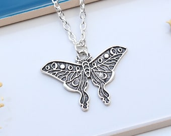 Lunar Phase Moth Necklace – Witchy Jewellery, Nature & Wildlife Necklace