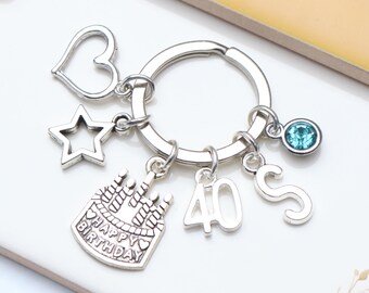 Personalised 40th Birthday Keyring - Friends 40th Birthday Keepsake, Fortieth Gift Idea, Sister Present, Mum Birthday Gift,