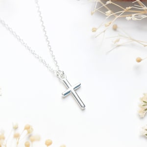 Sterling Silver Cross Necklace - Gift for women. Christening Gift. Faith Necklace. Religious Jewellery