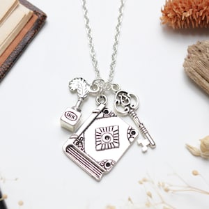 Dark Academia Personalised Charm Necklace - Academia Aesthetic Necklace. Writer Gift.