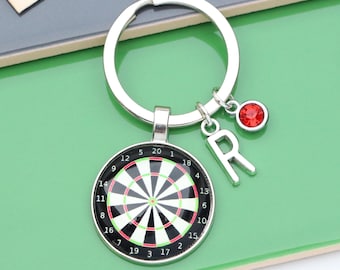 Personalised Darts Board Keyring, Darts Player Gift