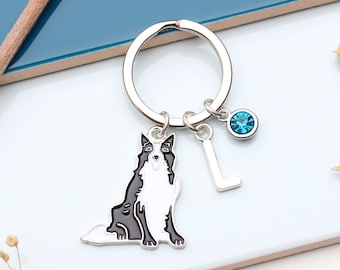 Personalised Border Collie Keyring - Dog Lover Gift, Custom Pet Present, Sheep Dog Owner Keyring,