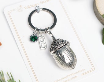 Acorn Woodland-sleutelhanger: natuuraccessoire. Sleutelhanger bos. Eiken cadeau
