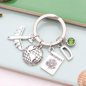 Personalised Travel Keyring - Travel Bag Charm, Adventure Gift, Moving Away Gift, Travelling Accessory, Travel Keepsake,