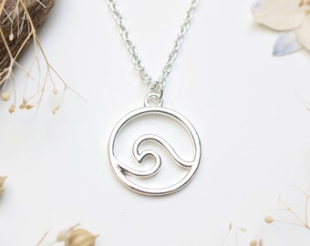 Ocean Wave Silver Necklace - Seaside Jewellery. Beach Necklace. Surfing.