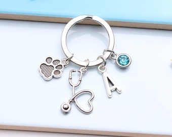 Personalised Veterinary Keyring - Vet Keyring, Thank you Gift, Graduate Vet, Veterinary Nurse, New Job gift,