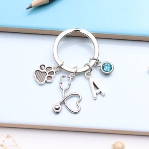 Personlig veterinärnyckelring - Veterinärsjuksköterska, Tackpresent, Examensminne, Nytt jobbpresent