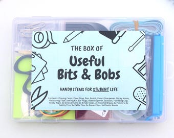 The Box of Useful Bits and Bobs, Handy items for Student Life, Uni Student Gift, Practical Student Survival Kit, Student Care Package