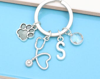 Personalised Veterinary Keyring - Vet Tech Gift, Veterinarian Nurse, Graduation Keepsake, Thank you Gift,