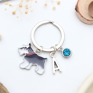 Personalised Miniature Schnauzer Keyring - Dog Lover Gift, Custom Pet Present, Schnauzer Owner Keyring,