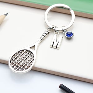 Personalised Large Tennis Keyring Squash Player Gift. Racquetball Lover Keyring. Unique Tennis Present. Team Gifts. Tennis Racket. image 1