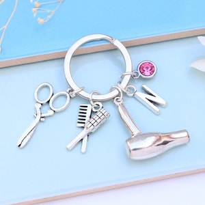 Personalised Hairdresser Keyring - Hair Stylist, Graduation Gift, New Salon Keepsake, Wedding Stylist Thank You Gift, Barber, Trainee Gift