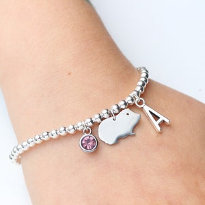 Gepersonaliseerde bedelarmband voor cavia - cadeau cavialiefhebber, dierensieraden, herdenkingsarmband,