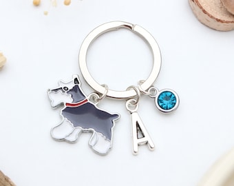 Personalised Miniature Schnauzer Keyring - Dog Lover Gift, Custom Pet Present, Schnauzer Owner Keyring,