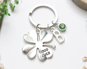 Good Luck Personalised Keyring - Four Leaf Clover Gift. Leaving Gift. New Job. Graduation.