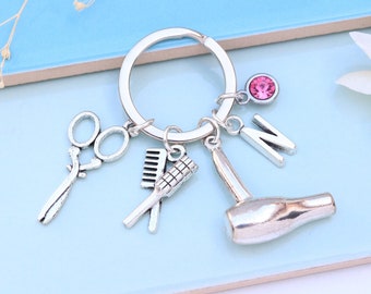 Personalised Hairdresser Keyring - Hair Stylist, Graduation Gift, New Salon Keepsake, Wedding Stylist Thank You Gift, Barber, Trainee Gift