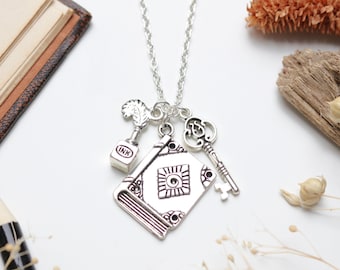 Dark Academia Personalised Charm Necklace - Academia Aesthetic Necklace. Writer Gift.