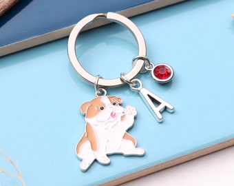 Personalised Bulldog Keyring - Dog Lover Gift, Custom Pet Present, mastiff Owner Keyring,