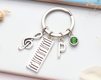 Gepersonaliseerde pianosleutelhanger – cadeau muziekleraar, cadeau voor toetsenist, pianist,