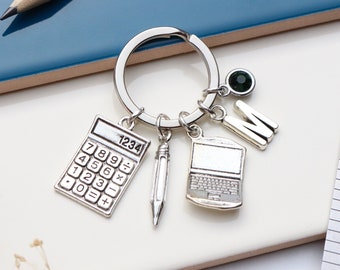 Accountant Personalised Keyring - Banker Gift, Graduation Keyring, Bookkeeping, New Job Gift, Maths Themed Keyring, Retirement Gift