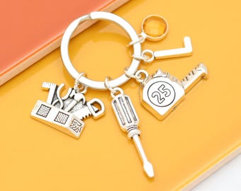Personalised DIY Keyring - Builder Gift, Construction Worker, DIY Lover Present, New House Keepsake,