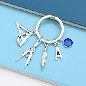Personalised Architect Keyring - Graduation gift, Maths, Retirement Gift,