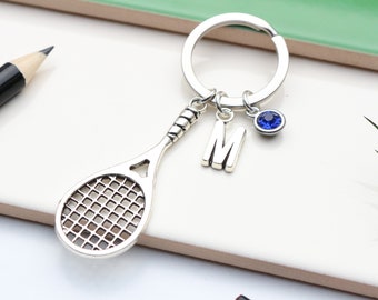 Personalised Large Tennis Keyring - Squash Player Gift. Racquetball Lover Keyring. Unique Tennis Present. Team Gifts. Tennis Racket.