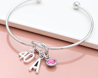 Personalised Milestone Birthday Cuff Bangle Bracelet, 18th, 21st, 30th, 40th, 50th, 60th, 70th