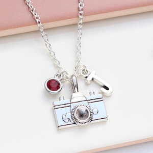 Personalised Camera Necklace - Photographer Gift. Travel Necklace.