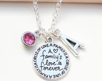 A Family’s Love is Forever Personalised Necklace - Thinking of you, Missing you, Family Apart Gift,  Forever in my Heart, Mother Gift