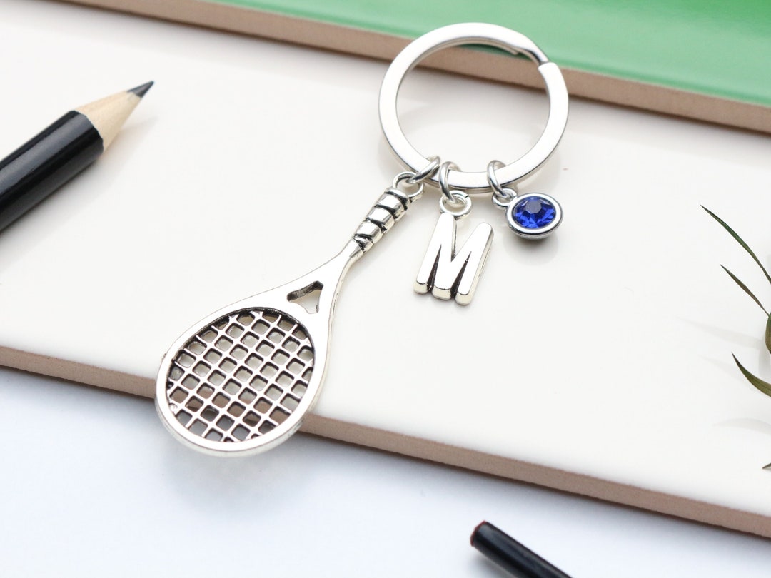 Personalised Large Tennis Keyring Squash Player Gift. Racquetball Lover