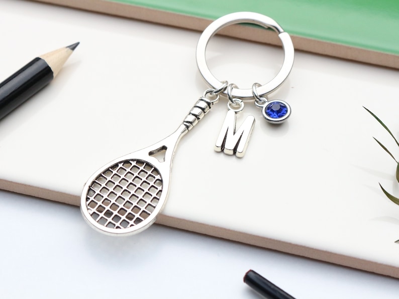 Personalised Large Tennis Keyring Squash Player Gift. Racquetball Lover Keyring. Unique Tennis Present. Team Gifts. Tennis Racket. image 1