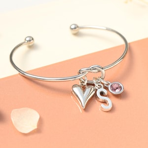 Personalised Initial Silver Bracelet - Friendship Knot, Gift for Her, Mother’s Day Gift, Sister Gift, Custom Bracelet,