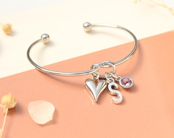 Personalised Initial Silver Bracelet - Friendship Knot, Gift for Her, Mother’s Day Gift, Sister Gift, Custom Bracelet,
