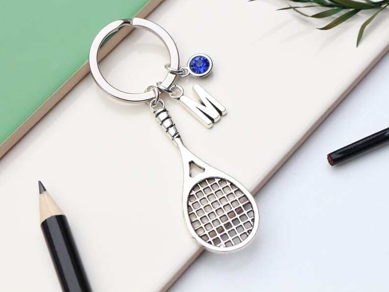 Personalised Large Tennis Keyring Squash Player Gift. Racquetball Lover Keyring. Unique Tennis Present. Team Gifts. Tennis Racket. image 4