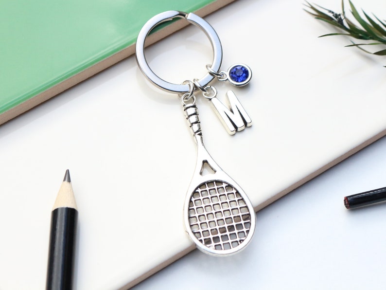 Personalised Large Tennis Keyring Squash Player Gift. Racquetball Lover Keyring. Unique Tennis Present. Team Gifts. Tennis Racket. image 5