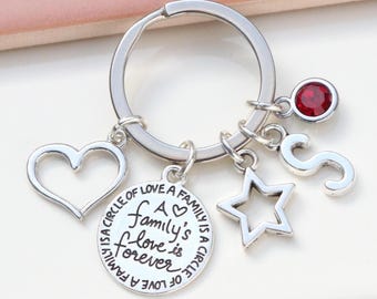 A Family’s Love is Forever Personalised Keyring - Thinking of you, Missing you, Family Apart Gift,  Forever in my Heart, Mother Gift