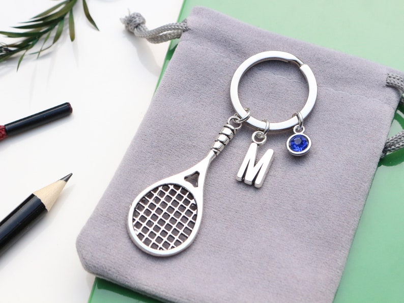 Personalised Large Tennis Keyring Squash Player Gift. Racquetball Lover Keyring. Unique Tennis Present. Team Gifts. Tennis Racket. image 2