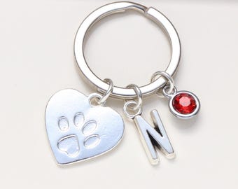 Paw Print Personalised Keyring - Pet Lover Gift, Vet Gift, Pet Memorial Present, Dog Paw Print Keyring,