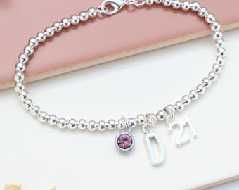 Personalised 21st Birthday Charm Bracelet - Silver Bead Bracelet, Birthday Gift, Charm Bracelet, Friendship Bracelet,