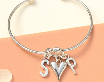 Personalised Double Initial Silver Bracelet - Friendship Knot, Couple Gift, Mother’s Day Gift, Sister Gift, Gift For Her, Girlfriend Gift,