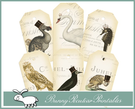 Animals In Hats Cream Tags Printable Tags Printable Labels Etsy